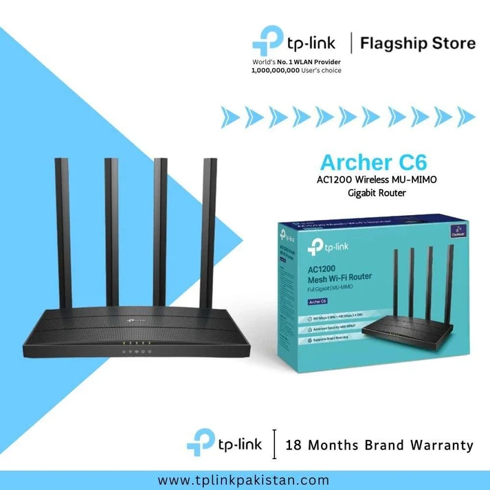 TP-Link Archer C6 AC1200 Wireless MU-MIMO Gigabit Router - Image 3
